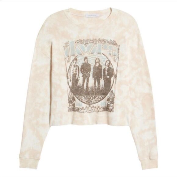 Free People The Doors Cropped Thermal Band Tee Sand sz 1X Daydreamer NWT - Picture 5 of 16